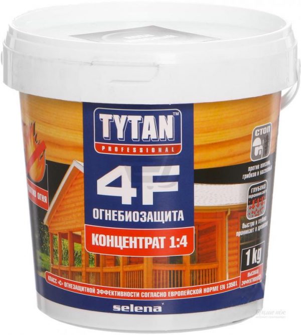 Деревозащитный состав «Огнебиозащита» Tytan 4F концентрат 1:4, 1 кг