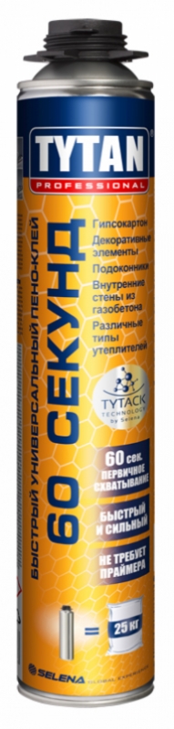 Профессиональная клей пена Tytan Professional 60 секунд GUN, 750 мл
