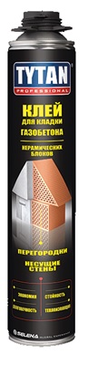Профессиональная клей пена для газобетона Tytan Professional, 750 МЛ
