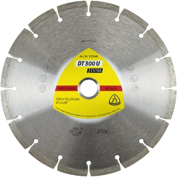 Алмазный круг DT300U 125×1,6×22.23 мм 9 сегментов 36,4х1,6х7мм