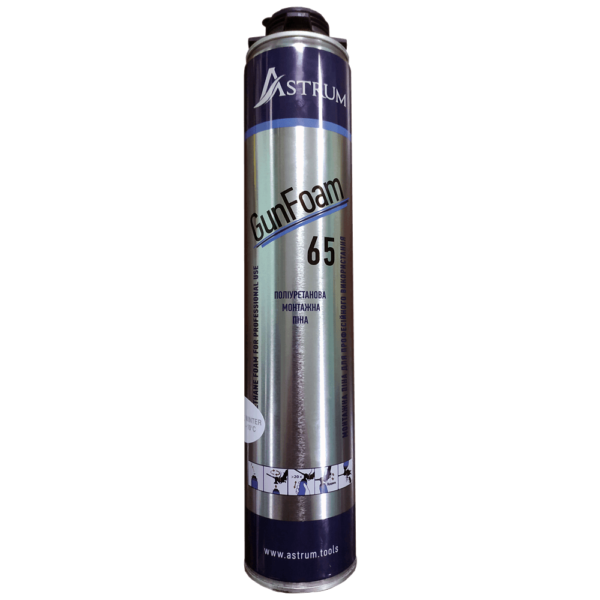 Пена монтажная под пистолет ASTRUM 65 MEGA 850 ml