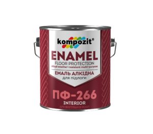 Эмаль для пола ПФ-266 Kompozit красно-коричневая, 0.9 кг
