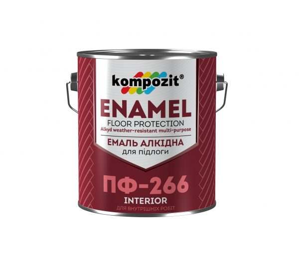 Эмаль для пола ПФ-266 Kompozit красно-коричневая, 2.8 кг