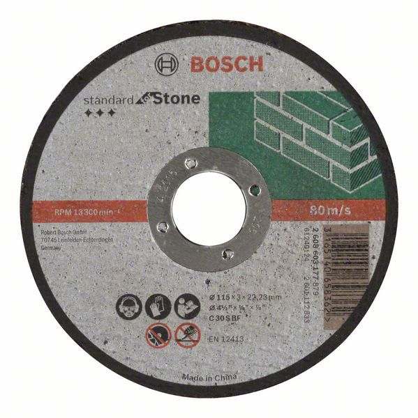 Отрезной круг Bosch Standard по камню 115х3мм SfS, прямой, 2608603177