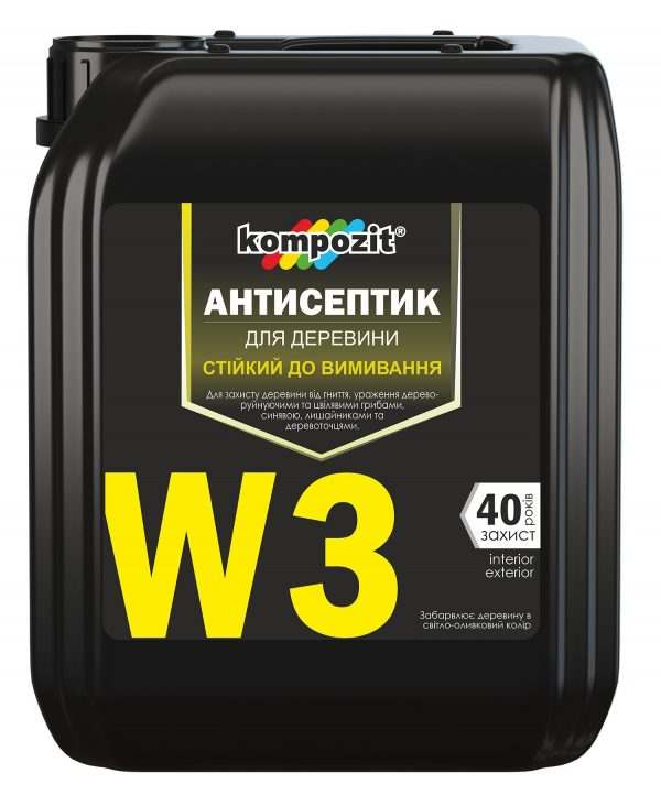 Антисептик трудновымываемый W3 Kompozit, 1 л