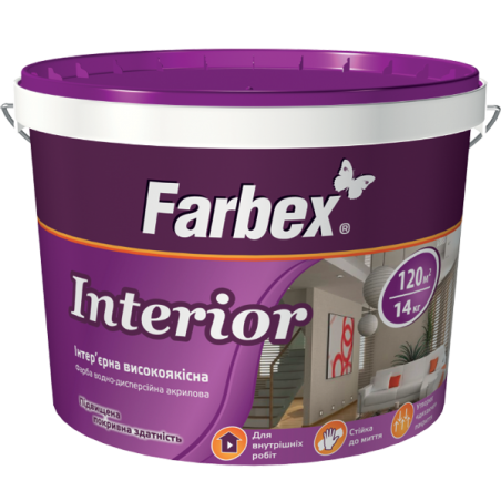 Краска интерьерная белая Farbex Interior (база С), 1.2 кг