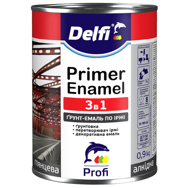 Грунт-Емаль по ржавчине 3 в 1 Delfi RAL 6029 зеленая, 0.9 кг