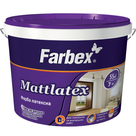 Краска латексная  внутренних работ Farbex Mattlatex, 4.2 кг