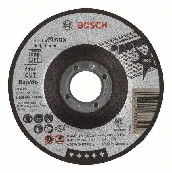 Отрезной круг Bosch камень 180х3 мм вогн, 2608600317