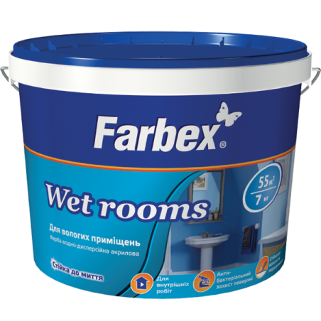 Краска для влажных помещений Farbex Wet Rooms, 1.4 кг