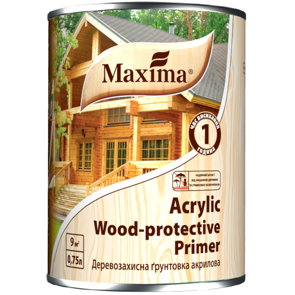 Maxima Деревозащитная акриловая грунтовка бесцветная , 0.75 л